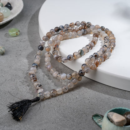 Smoky Faceted Agate Mala