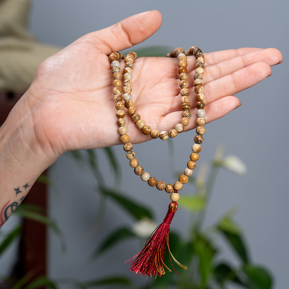chakra healing natural Jasper Mala Beads 