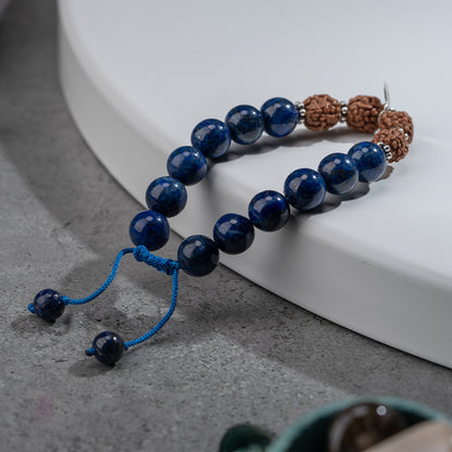 Lapis Lazuli Gemstone and Rudraksha Chakra Bracelet