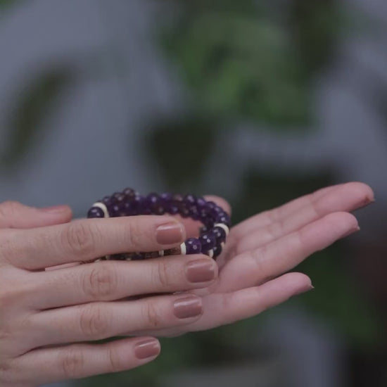 9 Mukhi Rudraksha Purple Amethyst gemstone  Bracelet